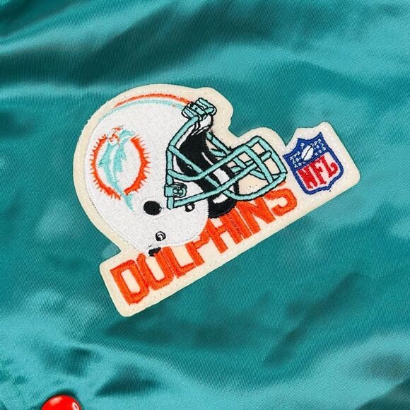 Vintage Swingster NFL Miami Dolphins Satin Bomber Jacket - Size Medium - Picture 2 of 7